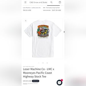 Loser Machine x Mooneyes White Graphic Short Sleeve Tee